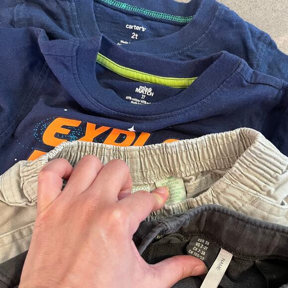Carters H&M Circo mix match blue tshirt shorts bundle toddler boys 2T sets - Picture 2 of 3